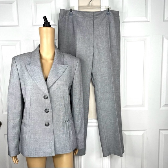 Evan Picone Polyester Pant Suit Size 14 2PC Light Gray Single Breasted Lined - Picture 2 of 7